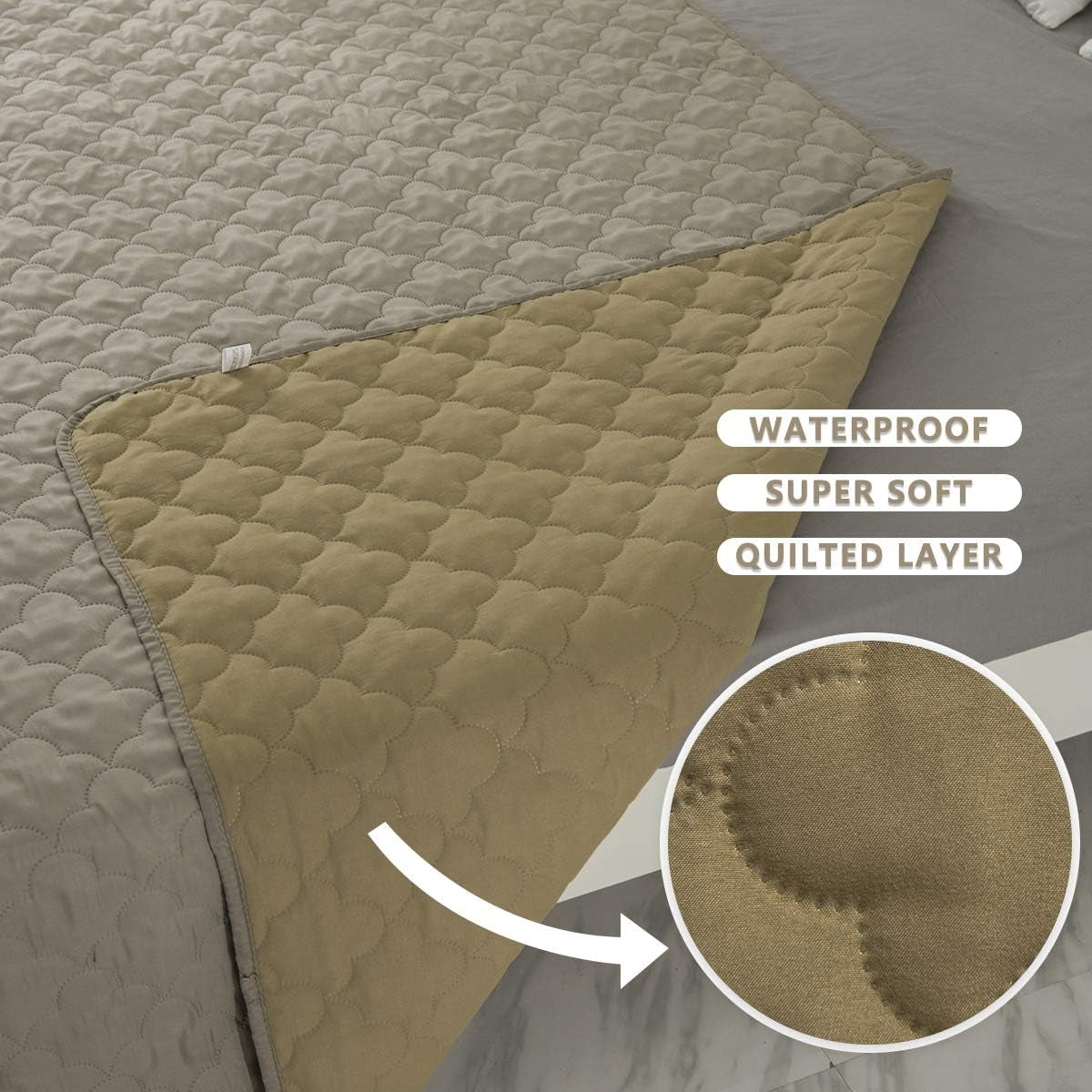 Dog Bed Cover Washable Pee Pads Dog Blankets for Puppy Large Dog Cat,Sofa Reversible Changing Pad Reusable 1 Piece（68"X82",Beige+Sand+Sand）